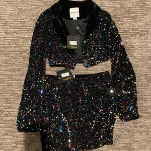 NWT 2-piece Colorful Crop Sequin Jacket and Mini Skirt - perfect for Concerts